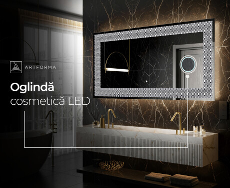 Decoratiune oglinda cu LED moderna - Geometric Symphony #7