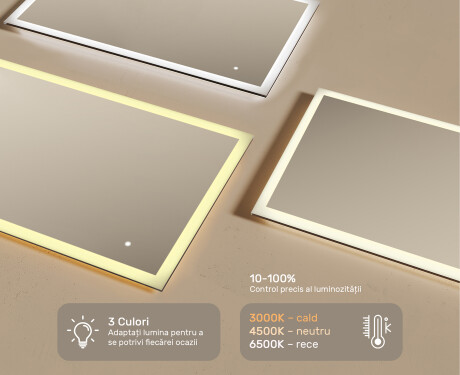 Oglindă de baie dreptunghiulară cu iluminare LED 120x70 cm #3