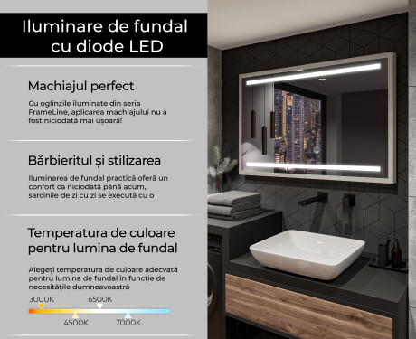 Rama oglinzi cu LED perete lemn - FrameLine L09 #4
